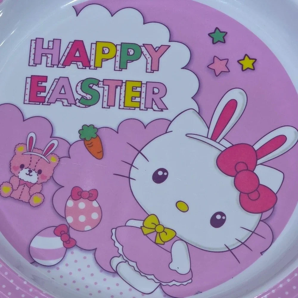 Sanrio Hello Kitty Easter plate with bunny ears and bow 'Happy Easter '